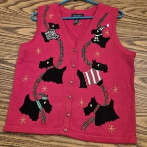 Festive Red Scottie Dog Knit Vest